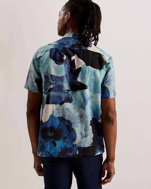 HENRIS-Shirts-SS Relaxed Linen Blend Floral Shirt- Ted Baker Romania